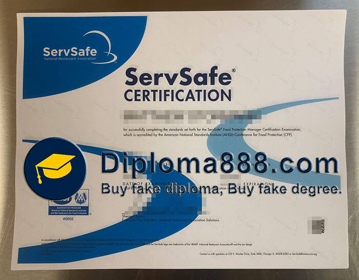 buy fake ServSafe National Restaurant Association certificate