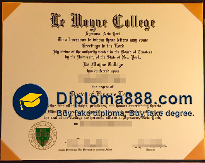 buy fake Le Moyne College degree