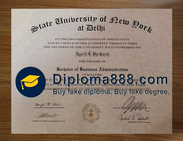 fake State University of New York at Delhi degree