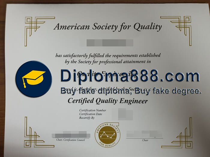 American Society for Quality certificate