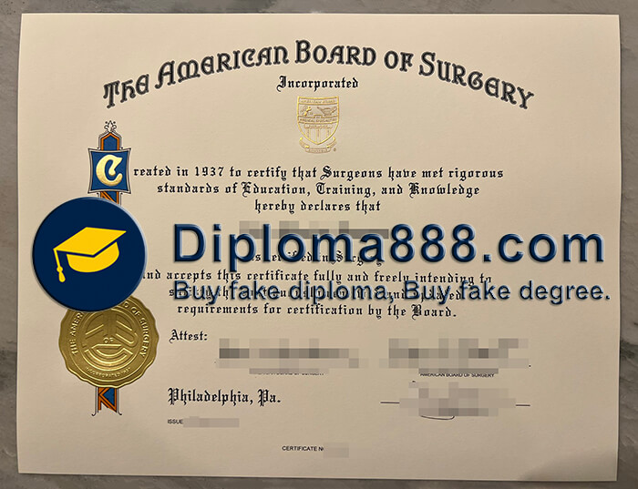 American Board of Surgery certificate