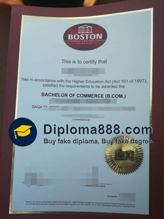 Boston City Campus Business College diploma