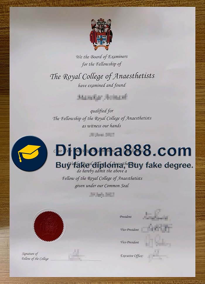 Royal College of Anaesthetists certificate