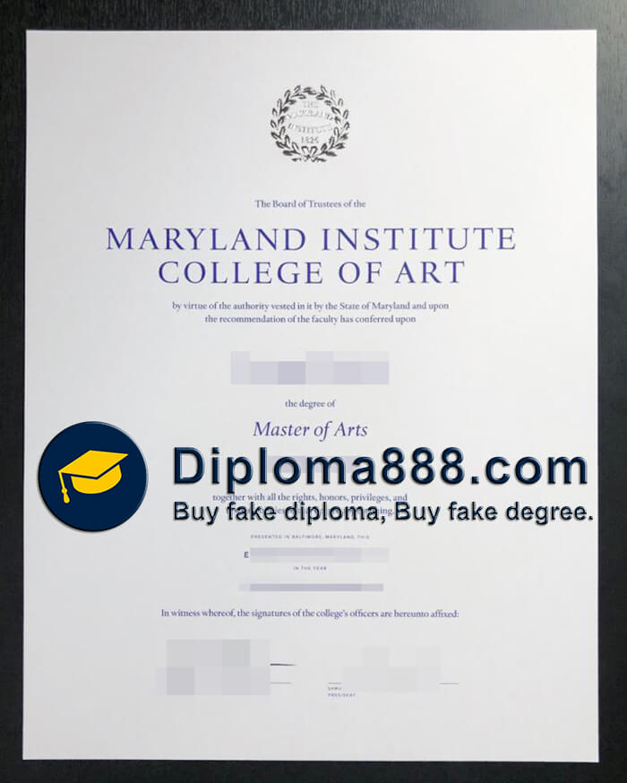 Maryland Institute College of Art diploma