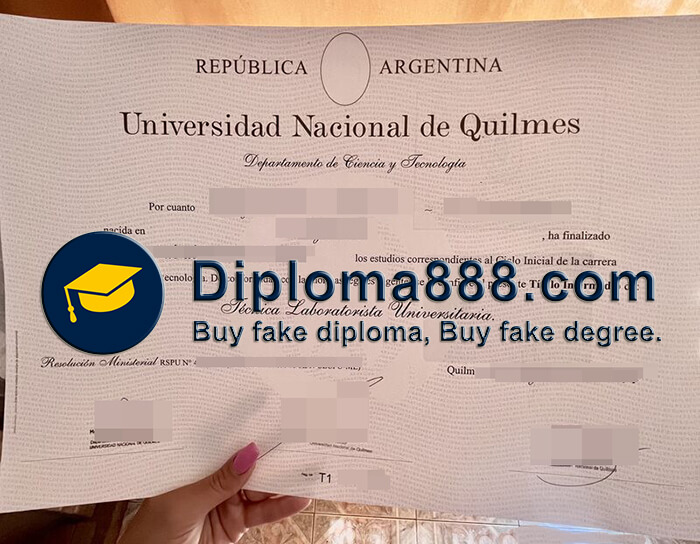 Universidad Nacional de Quilmes certificate