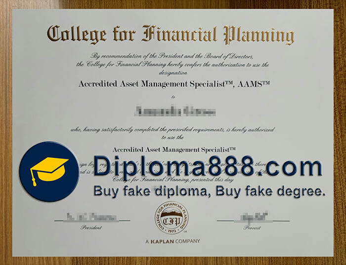 College for Financial Planning certificate